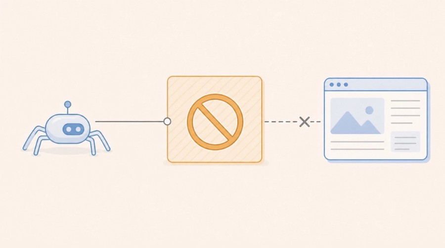 A universal access barrier blocks a crawler from reaching a webpage.