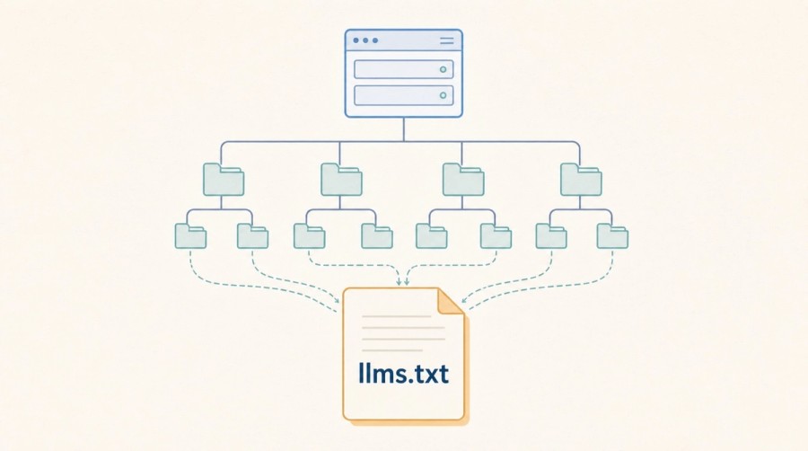 A root-level llms.txt file gathers the important areas of a website.