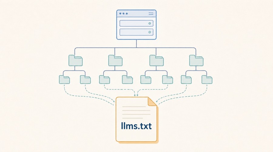 A root-level llms.txt file gathers the important areas of a website.