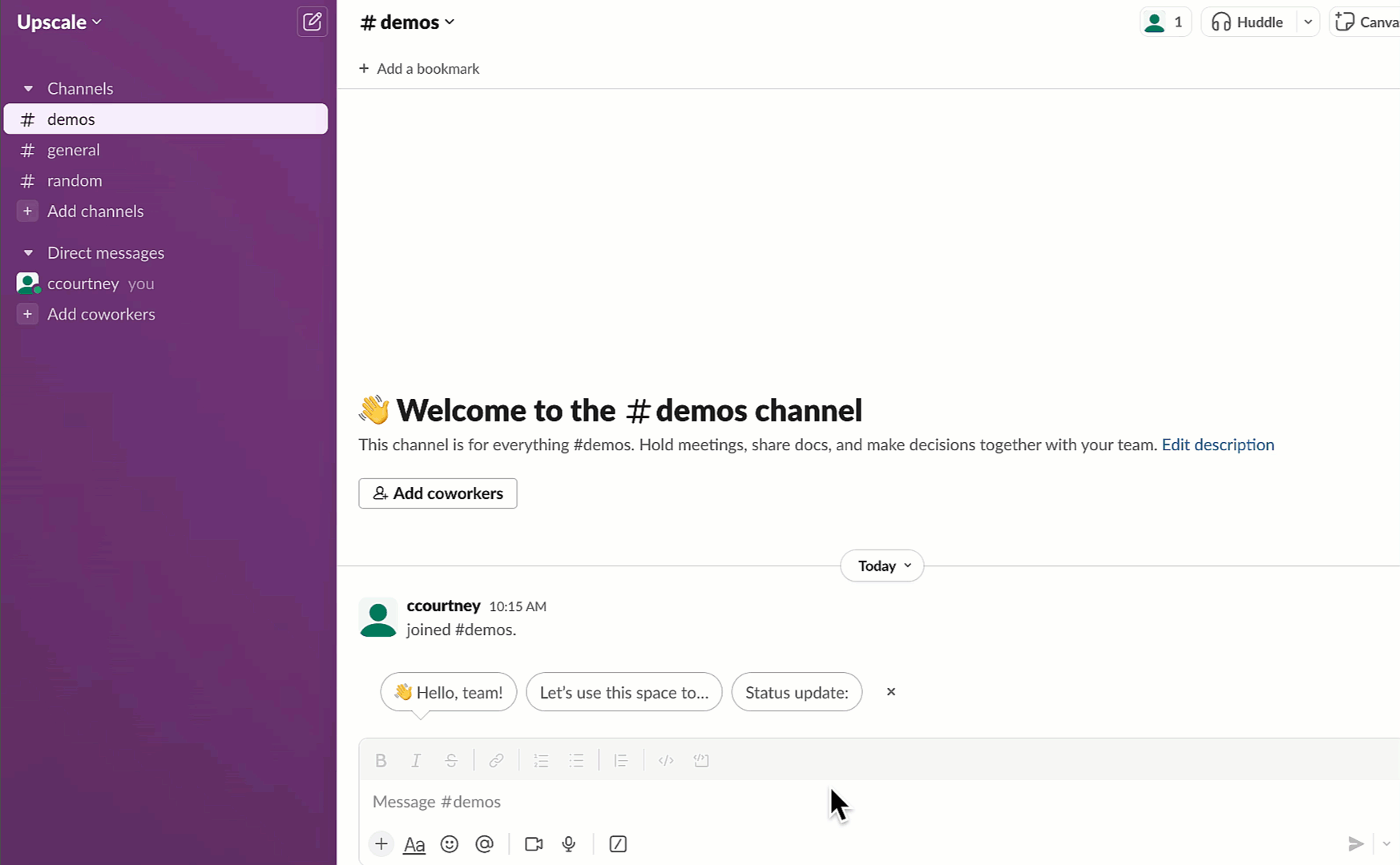 GIF showing how to rename a Slack channel