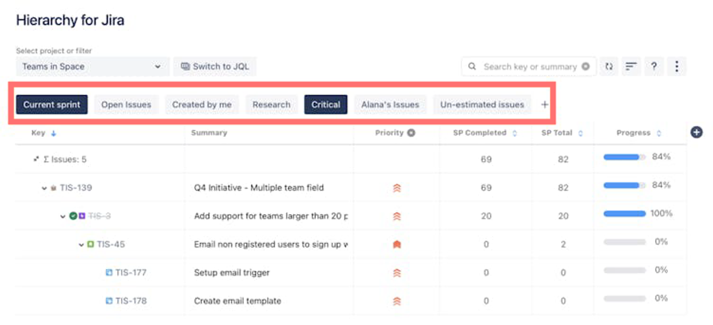 create quick filters to help your stakeholders