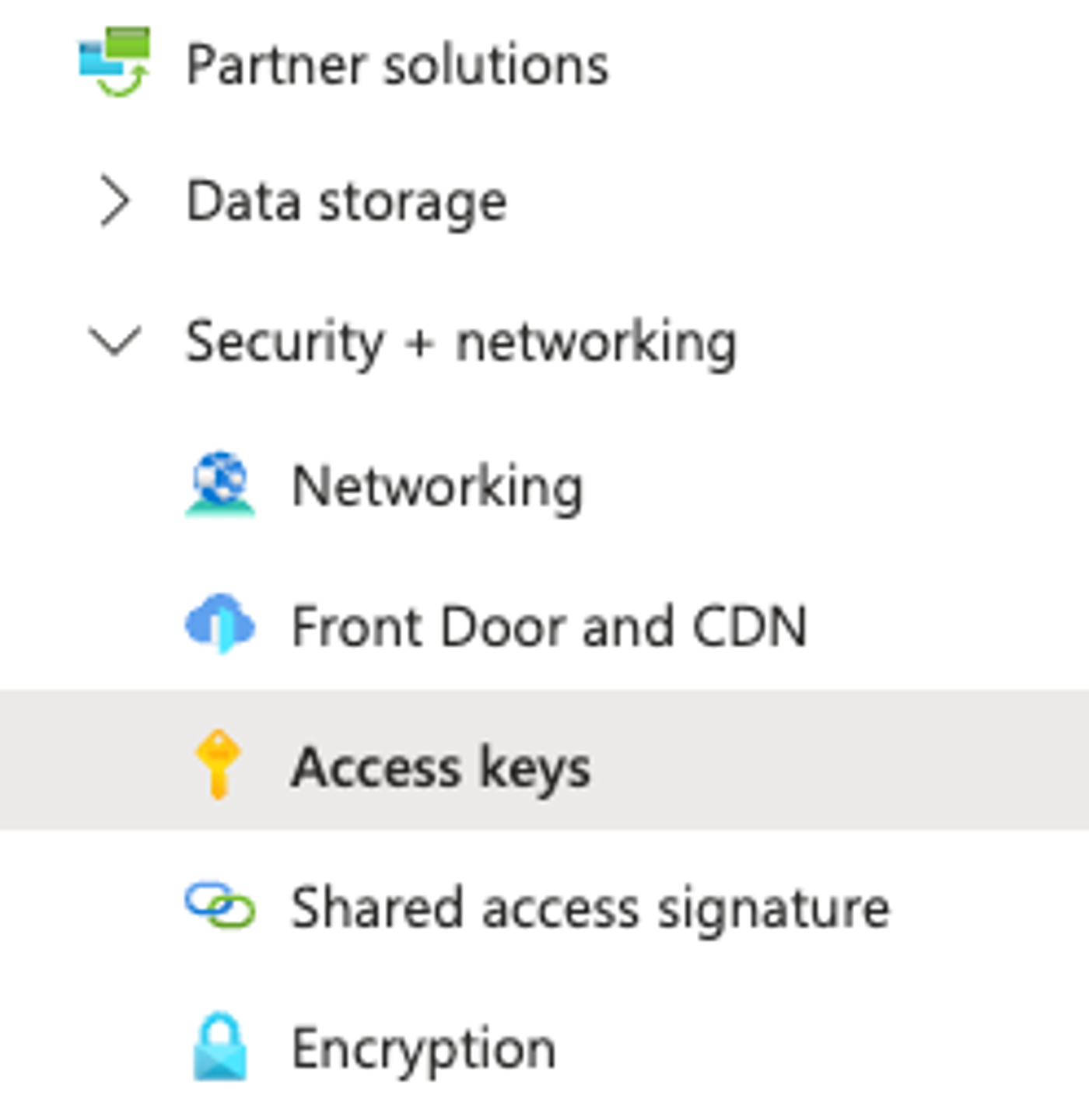 azure access key in the azure settings