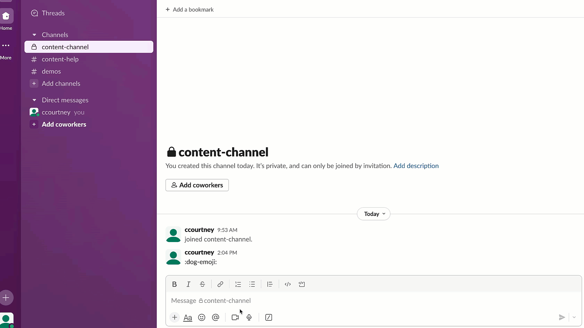 GIF showing method 1 for how to add a custom emoji to slack.