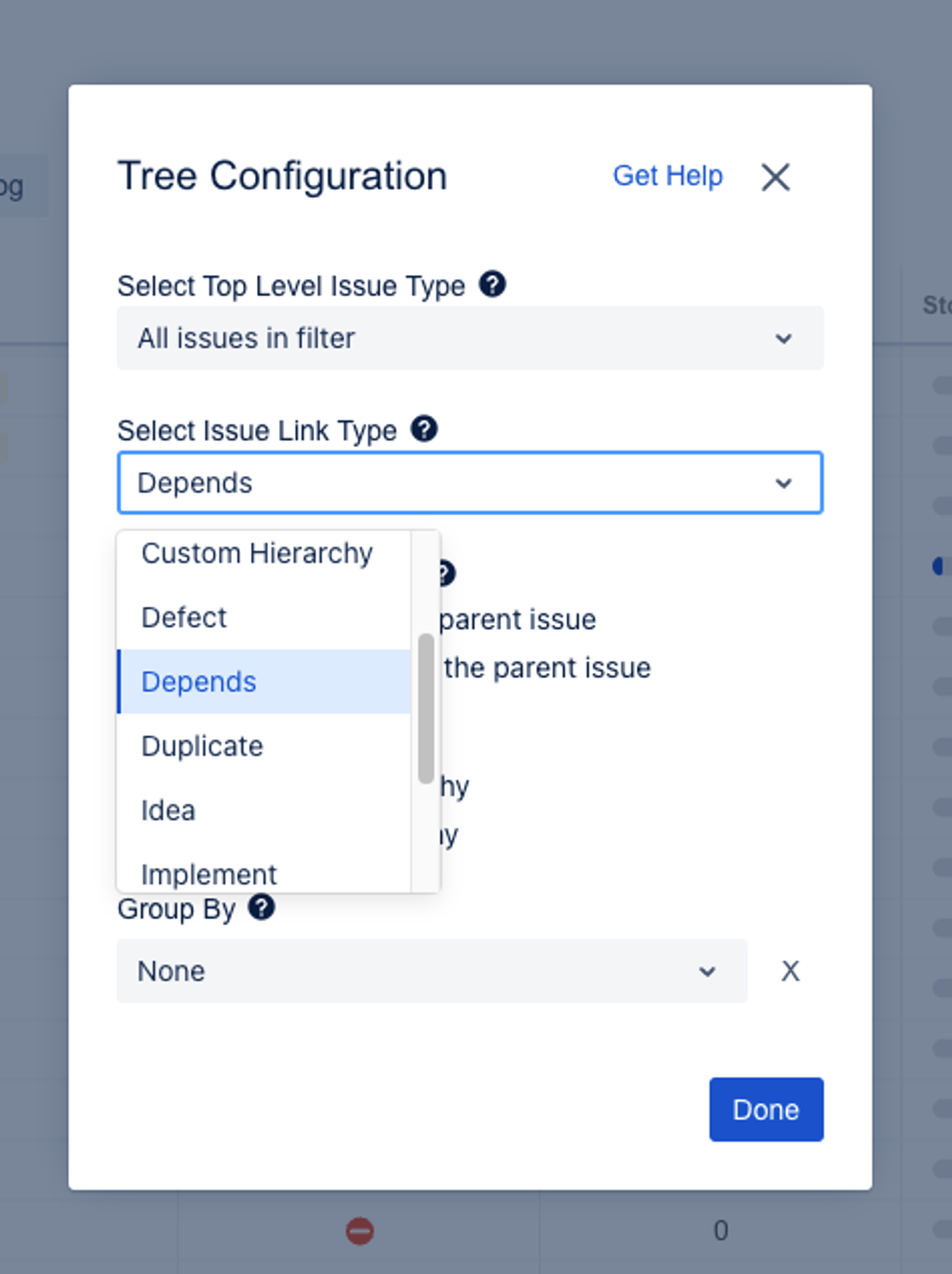 Jira tree configuration