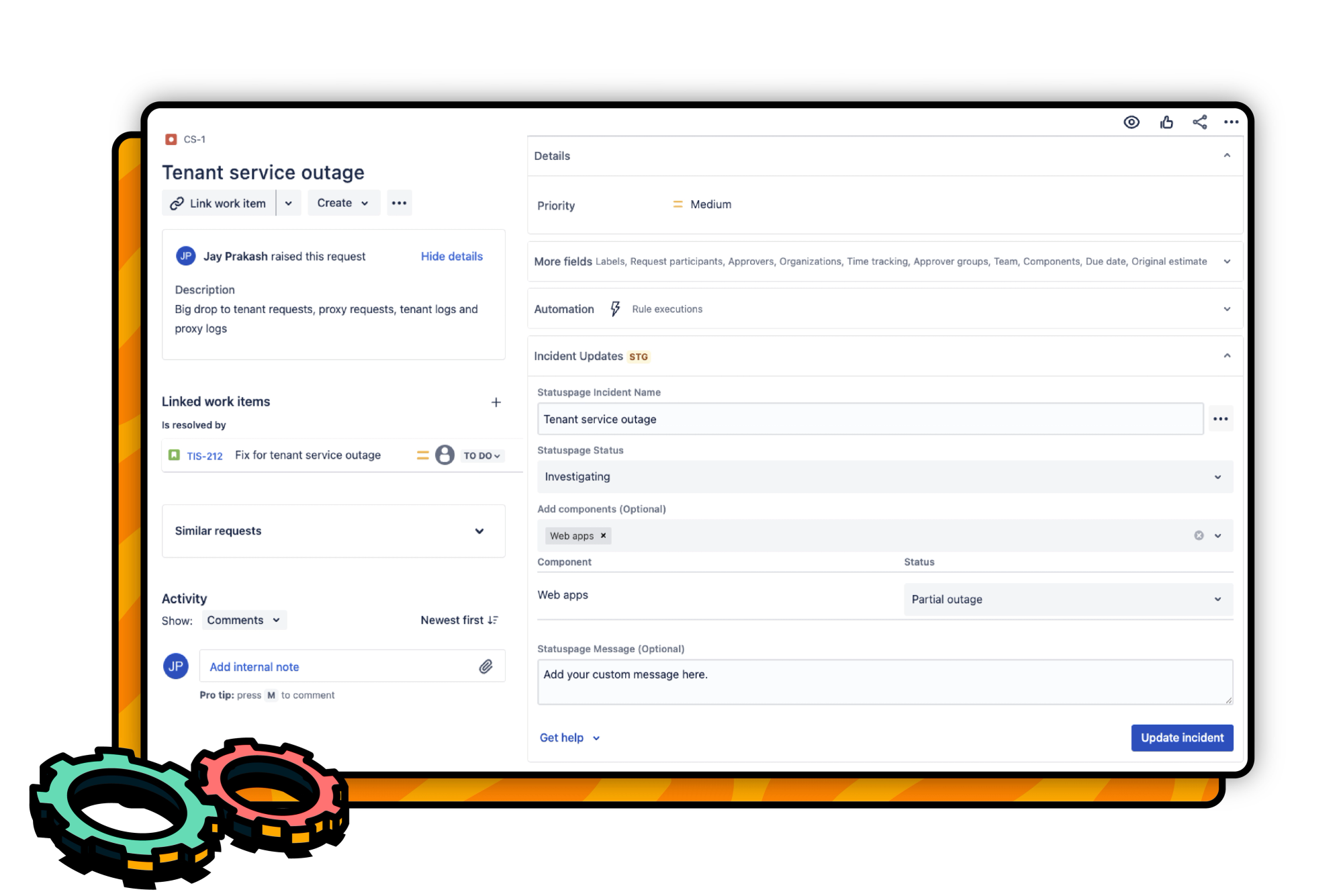 The Incident Updates for Statuspage module within JSM
