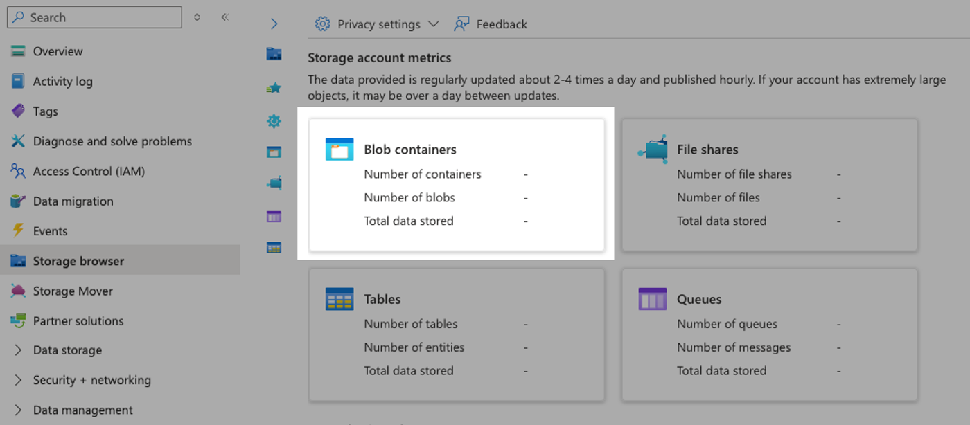 setting up blob containers