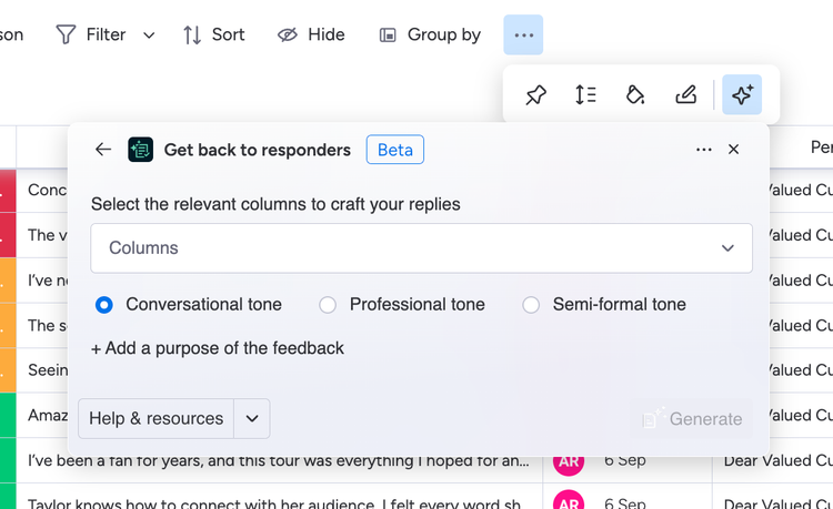 Screenshot showing the 'Get back to responders' feature in Smart Forms for monday.com.