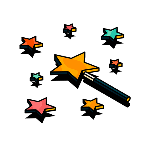 Magic wand with starts in Upscale visual style
