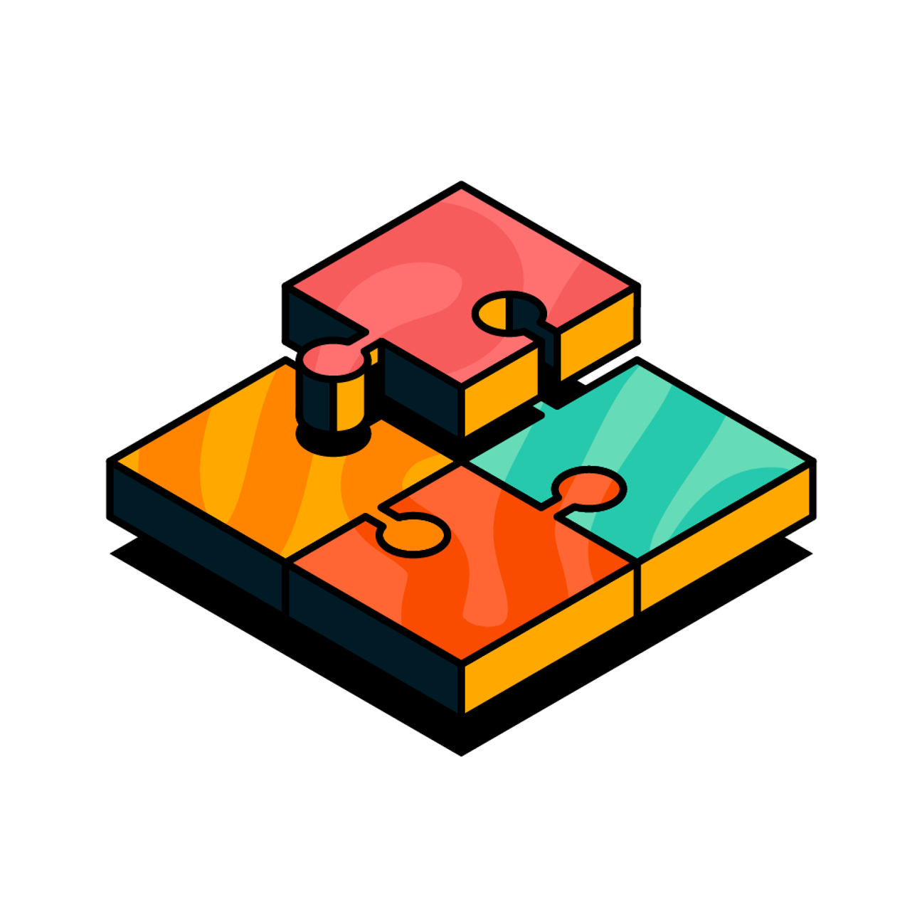 Upscale illustration with four pieces of a puzzle to represent Partners