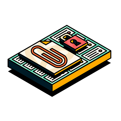 an illustrated jira board with a padlock and attachment