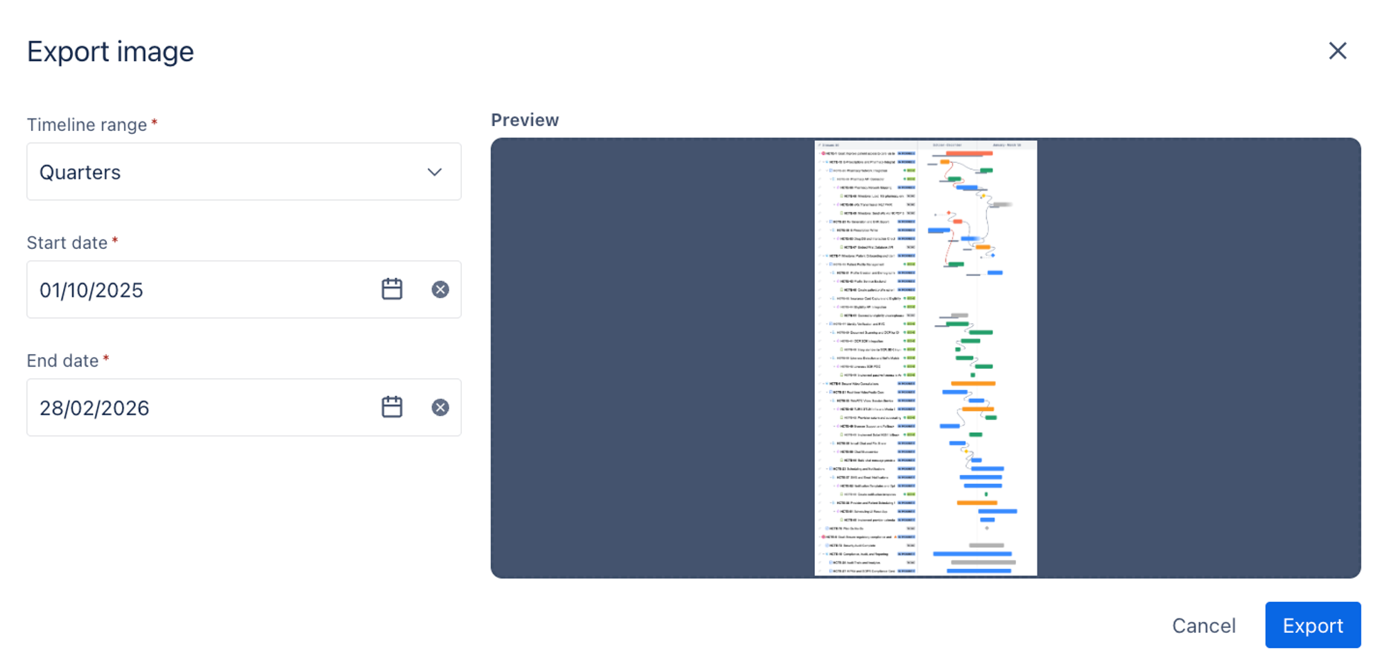 Share a PNG of your timeline view in one click