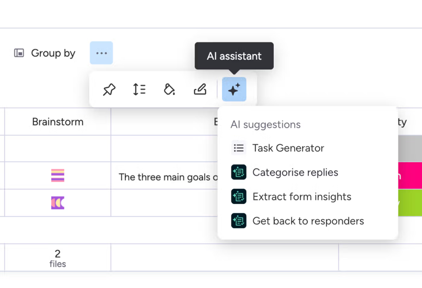 Screenshot showing step 2 of getting started with smart forms for monday.com.