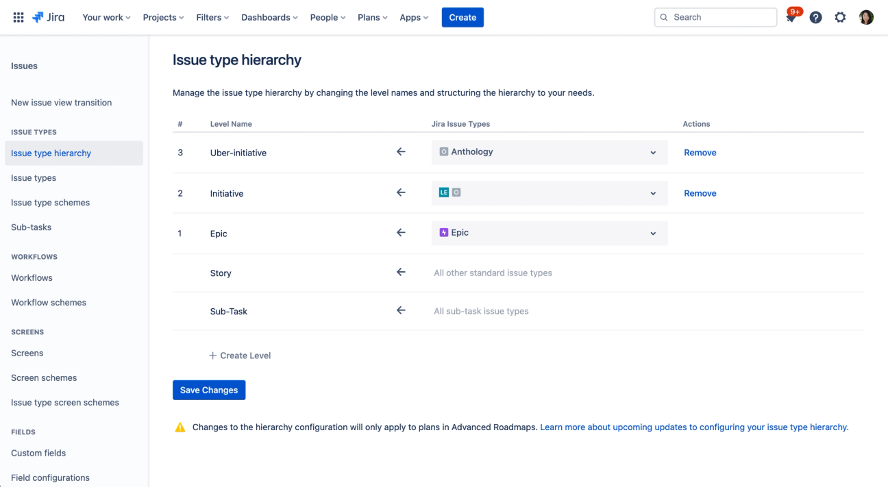Add levels above epic with Jira Plans