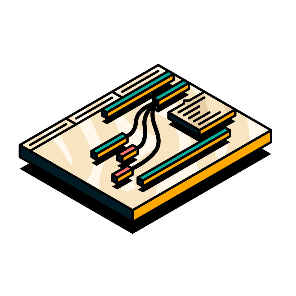 Stylised version of Hierarchy for Jira's timeline view on a Jira board with connected work items