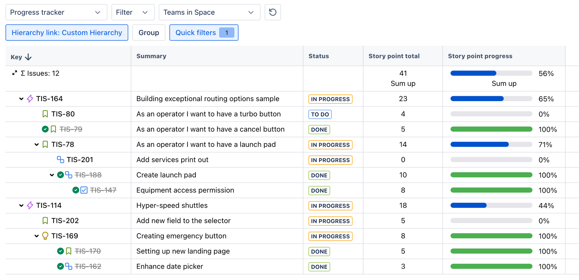 custom work item hierarchy in Hierarchy for Jira
