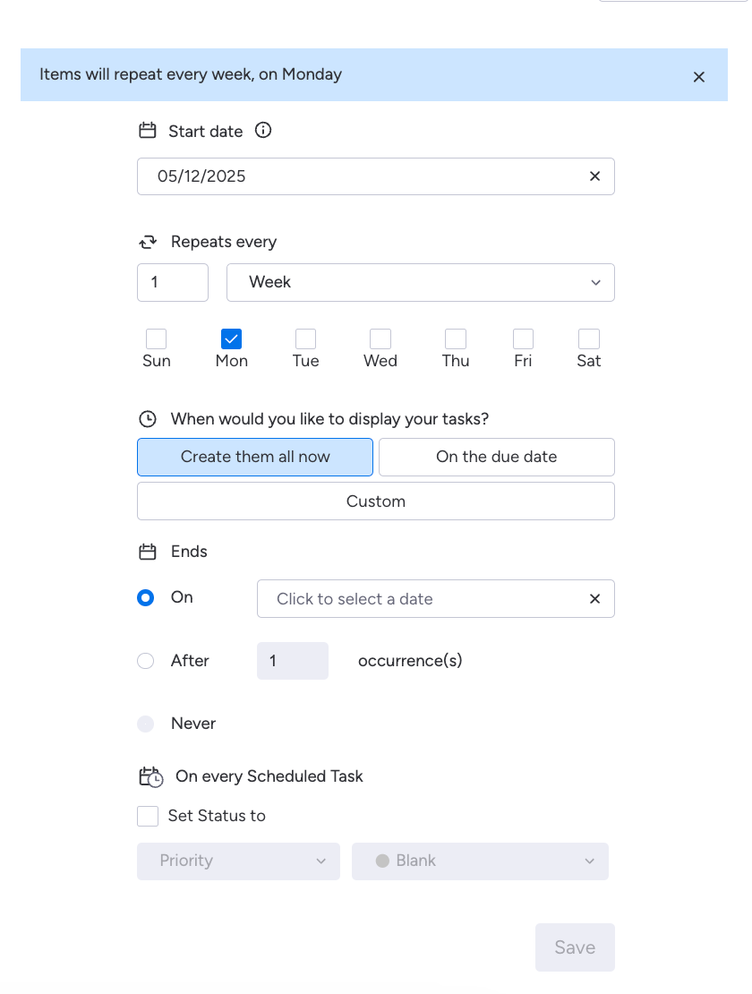 Recurring Tasks Concept