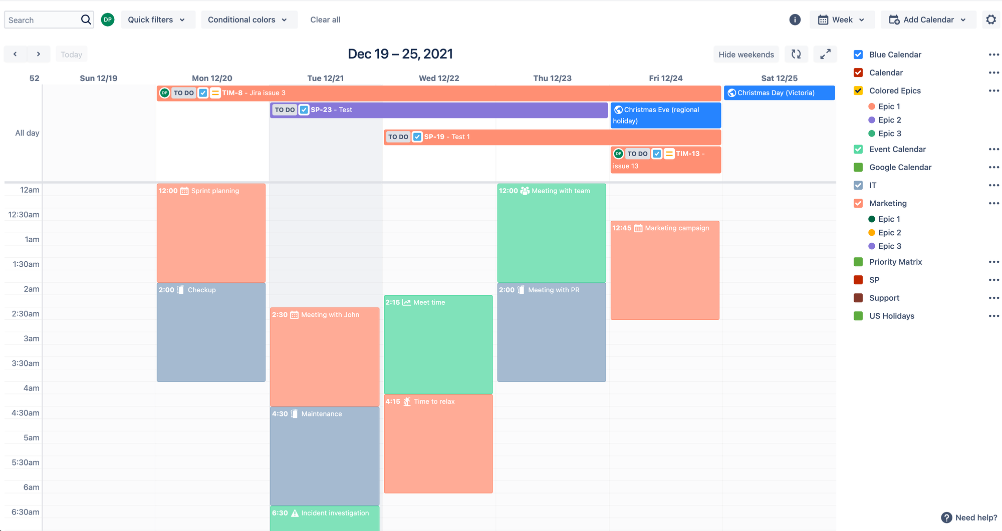 overview of the project management plugin, calendar for jira