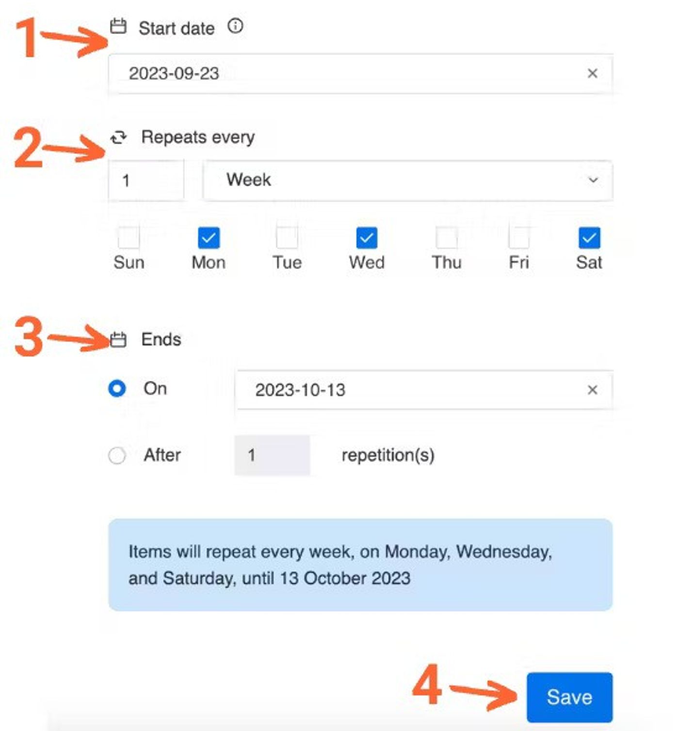 Screenshot showing how to create Recurring Tasks for monday.com.