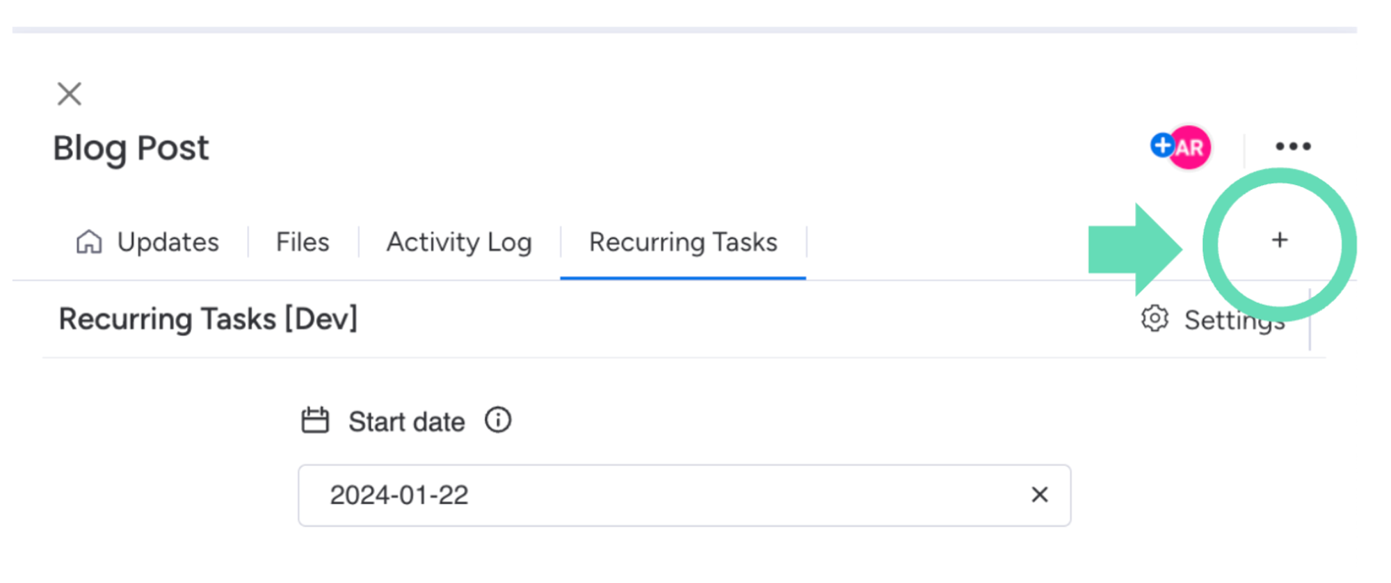 Screenshot showing how to add Recurring Tasks for monday.com to your workspace.