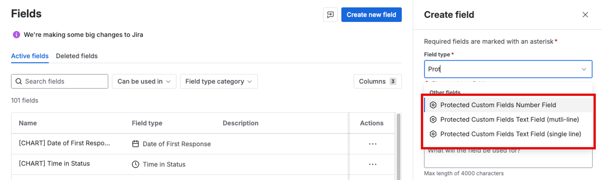 Create your new secure custom fields