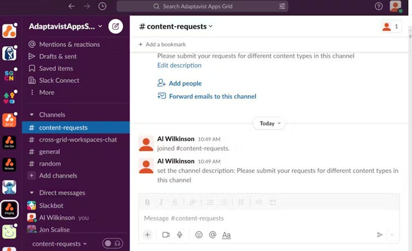 Screenshot showing how to access the Slack Workflow Builder.
