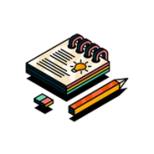 Notepad and pencil in Upscale illustration style