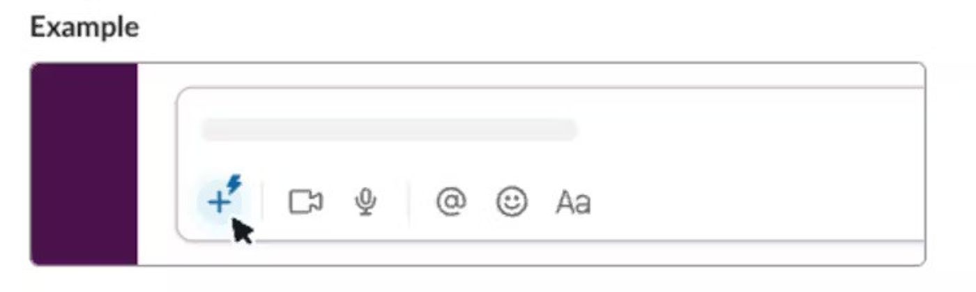 Screenshot of Shortcut button in Slack.