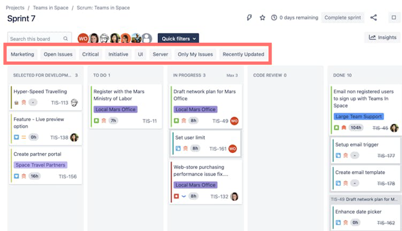 Jira quick filters