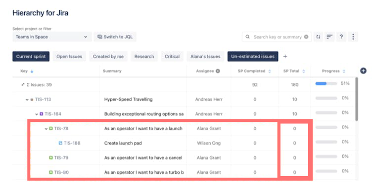 quick filter for backlog refinement when sprint planning