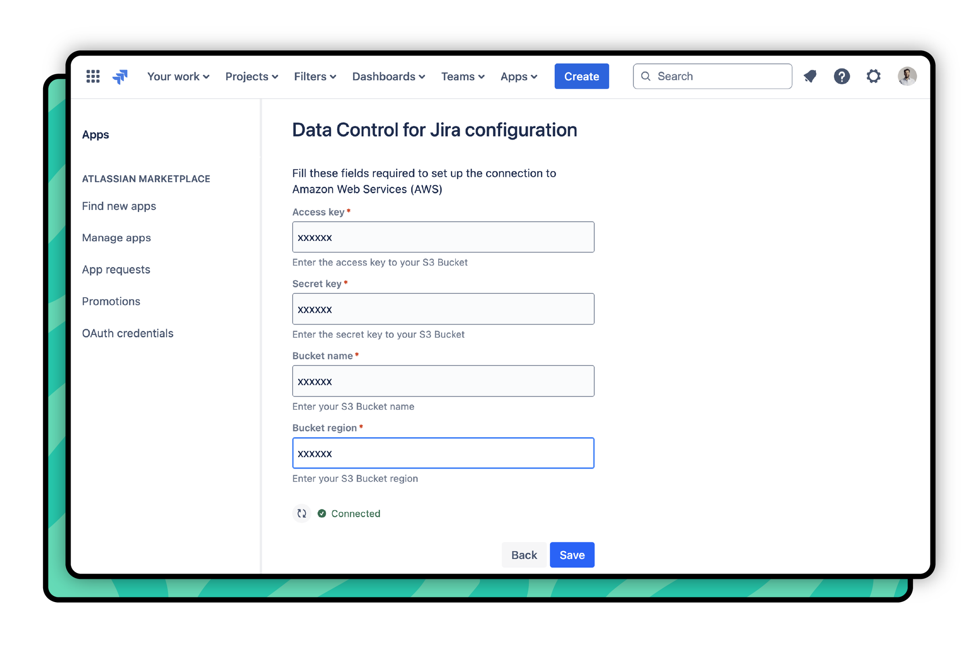 data control for jira setup process