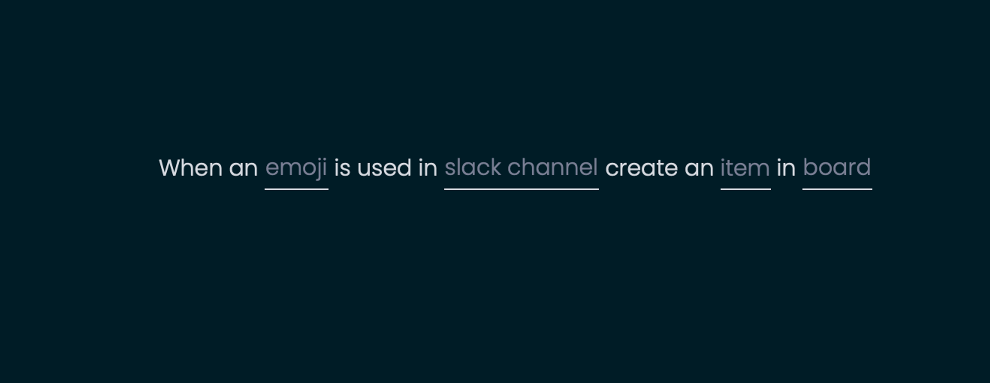 Screenshot showing the automation recipe for setting up an emoji reaction trigger in Slack to create a monday.com item.