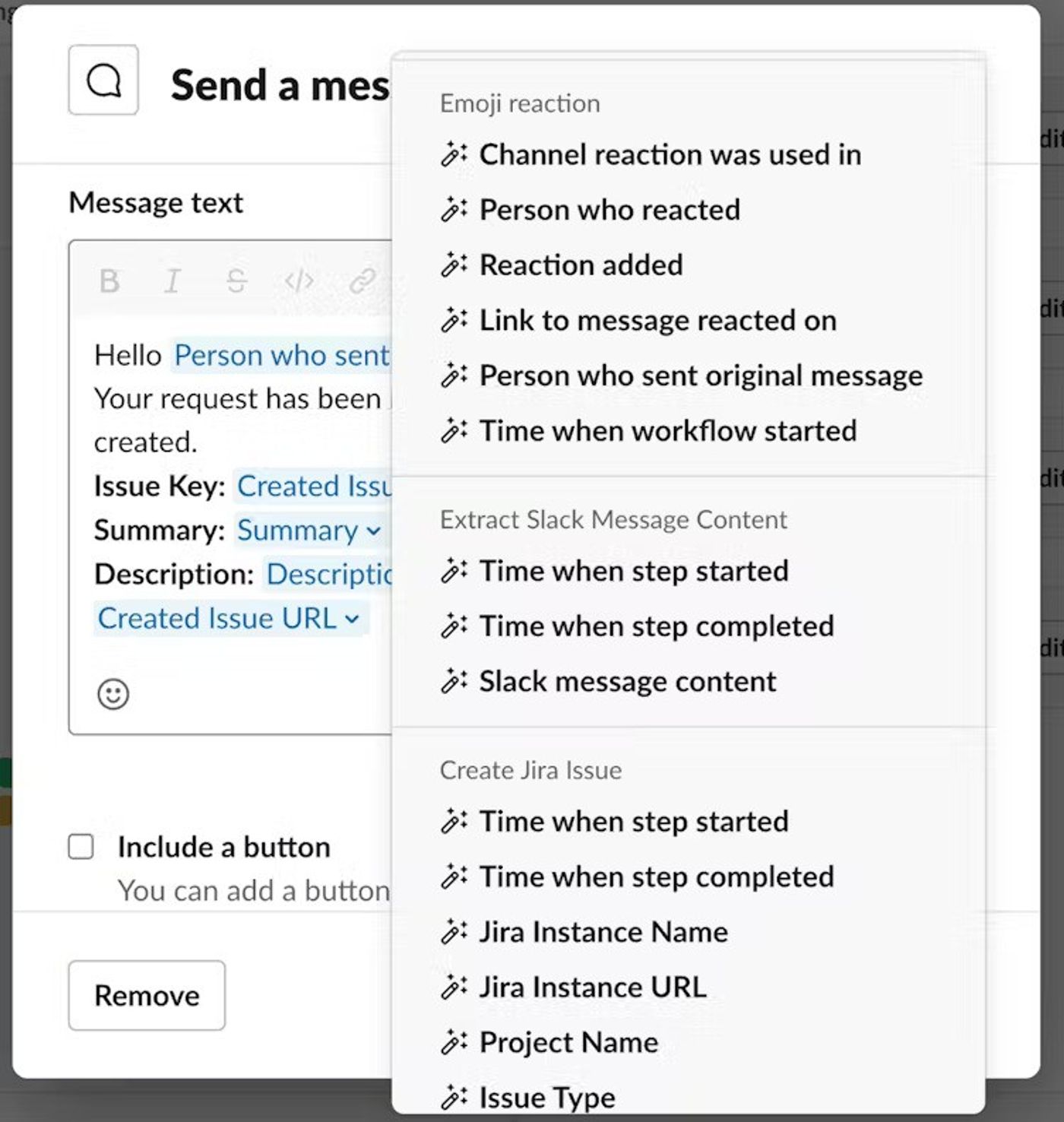 Screenshot showing send a message step.