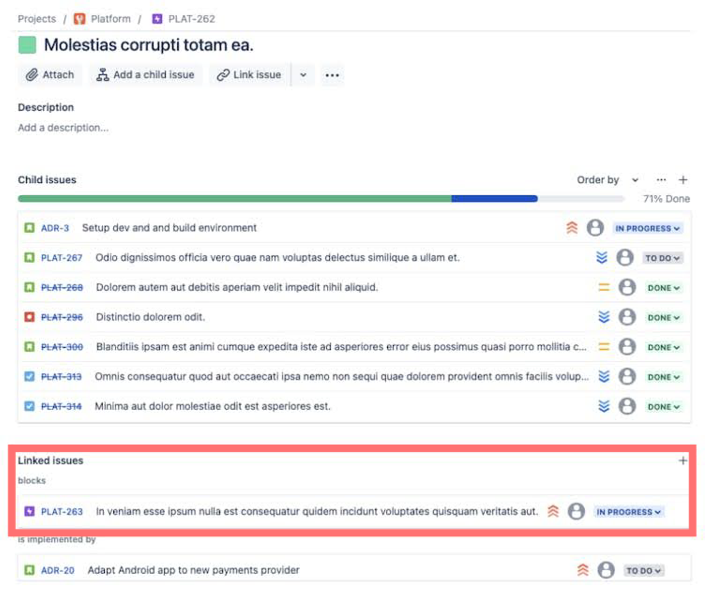 linked issues in jira