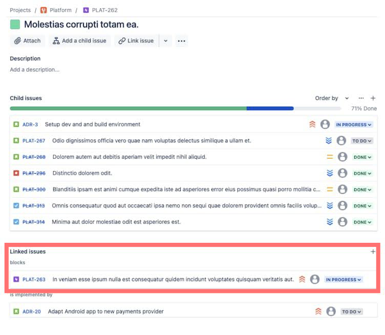 linked issues in jira