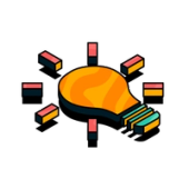 An illustration of a lightbulb in the Upscale style.