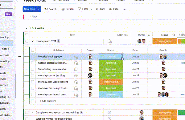 GIF showing how to colour your monday.com labels.