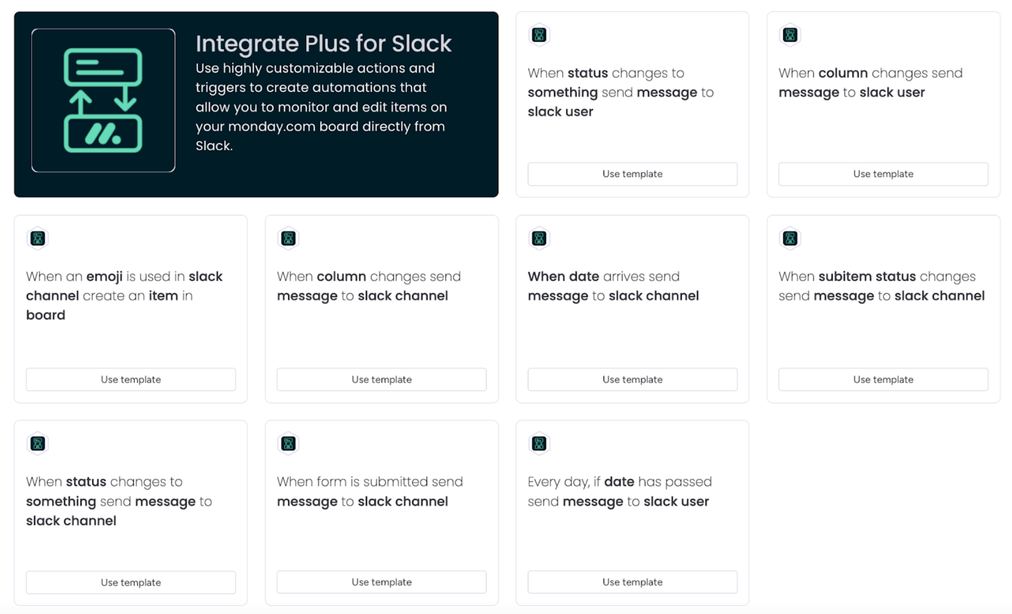 Screenshot showing the templates available with the Automation Recipes feature.