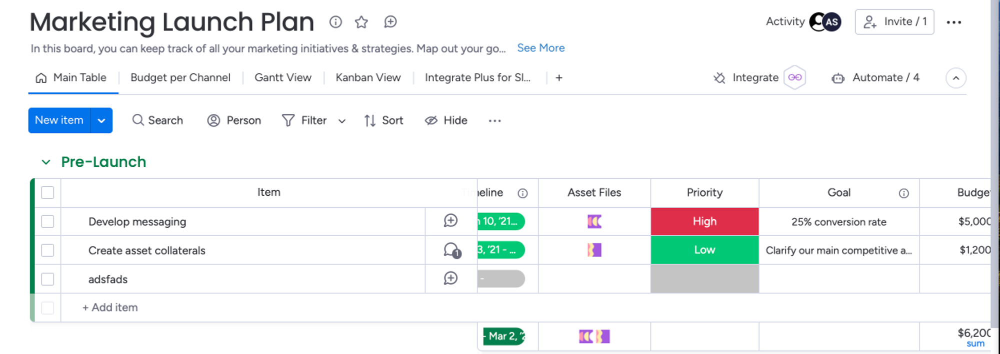 Screenshot showing step 1 for how to create a monday.com item using an emoji trigger in Slack.