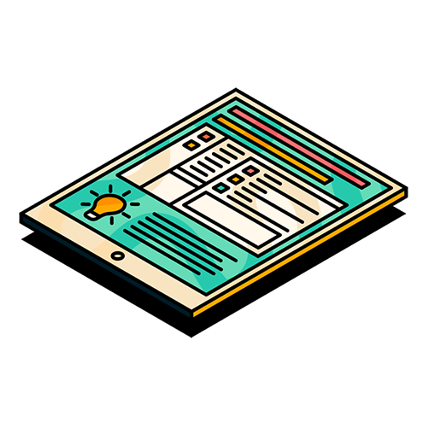 Illustration of tablet with check boxes and illustrative text in Upscale visual style