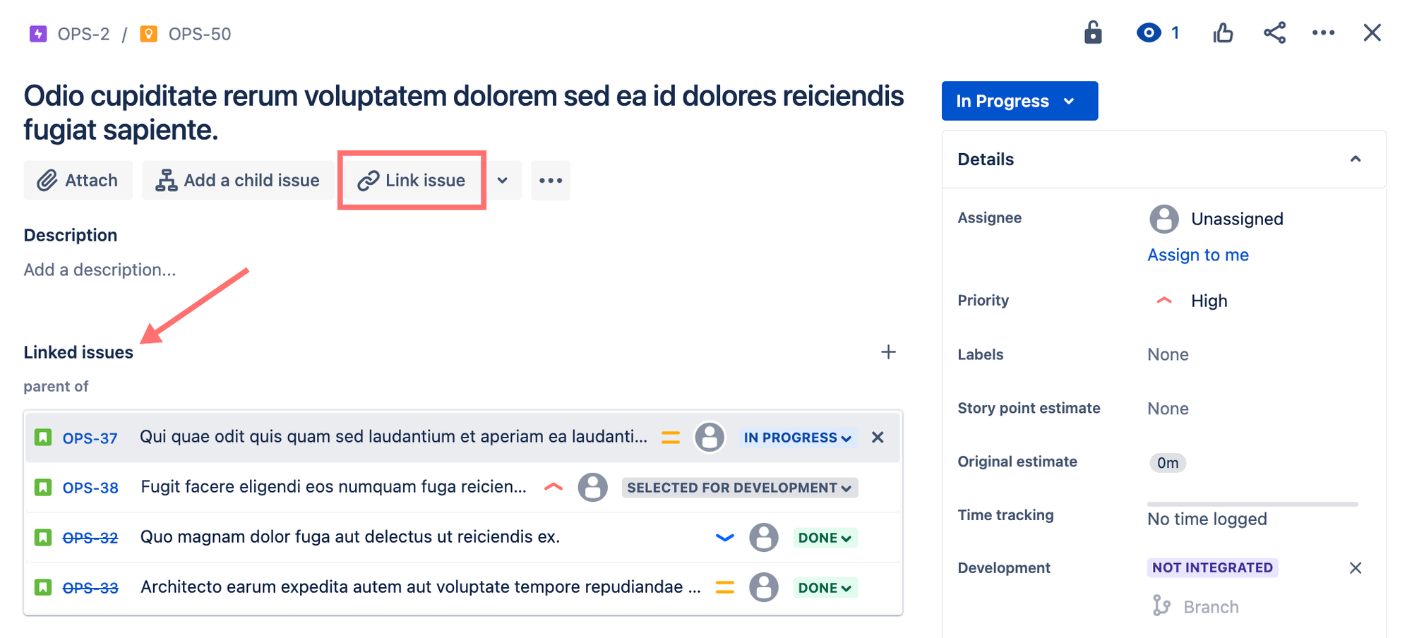 linked issues in hierarchy for jira