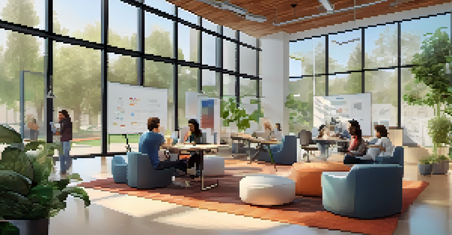 A tech startup office in Cupertino, bright and modern, with young professionals collaborating in a creative workspace.