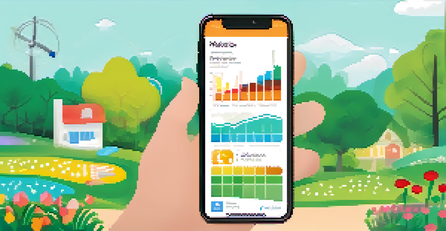 A close-up of a smartphone showing a health tracking app with colorful graphs and icons.