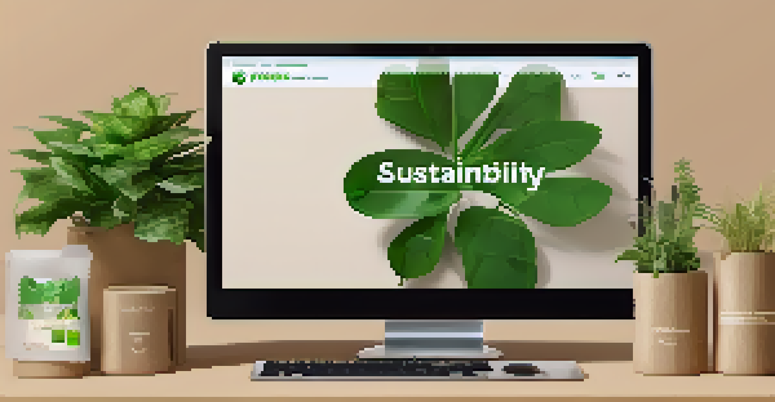A display of eco-friendly packaging and sustainable products in a modern e-commerce setting, highlighting green practices.