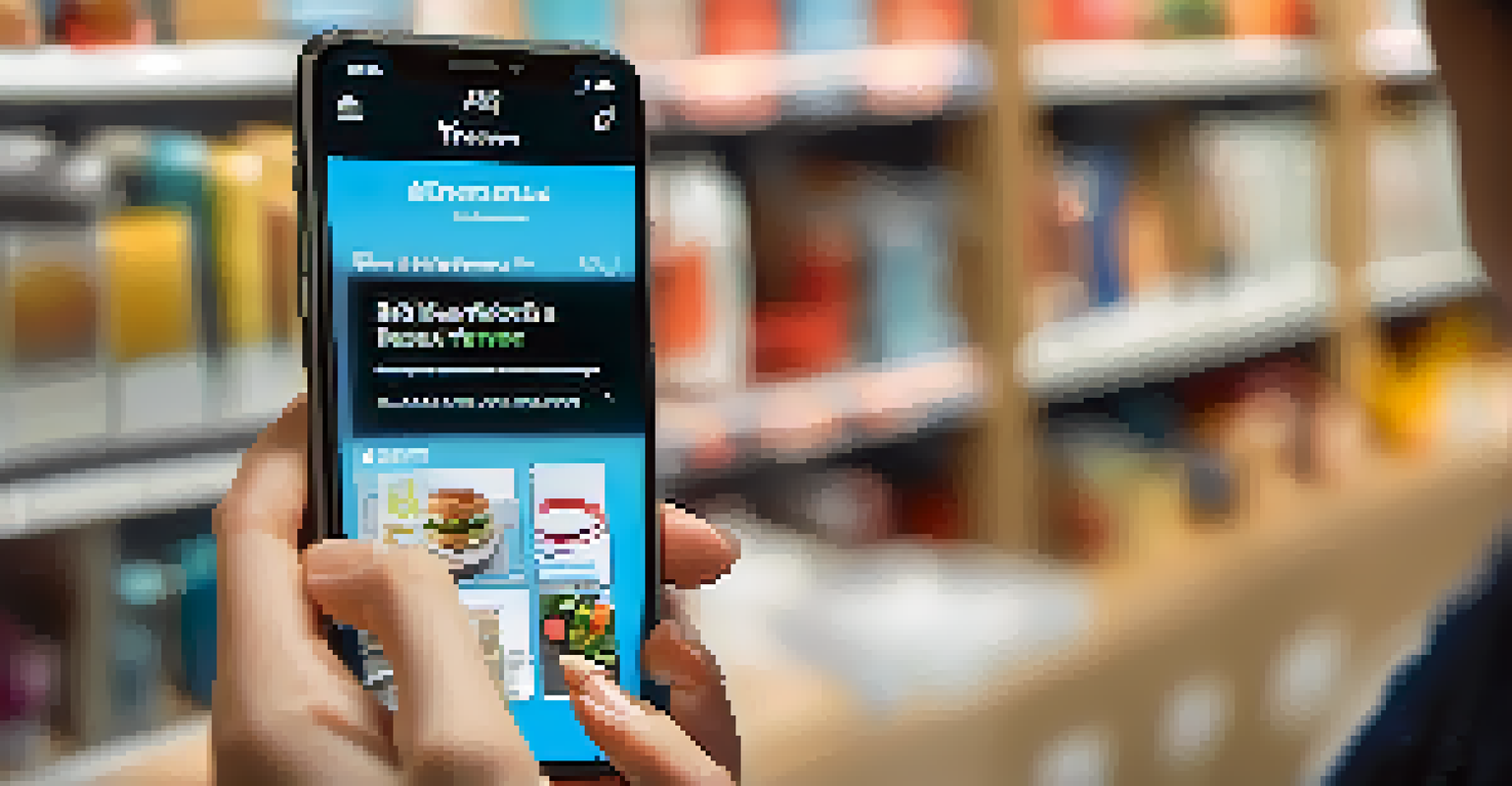A person interacting with an e-commerce app on their smartphone, featuring augmented reality product images against a blurred background.