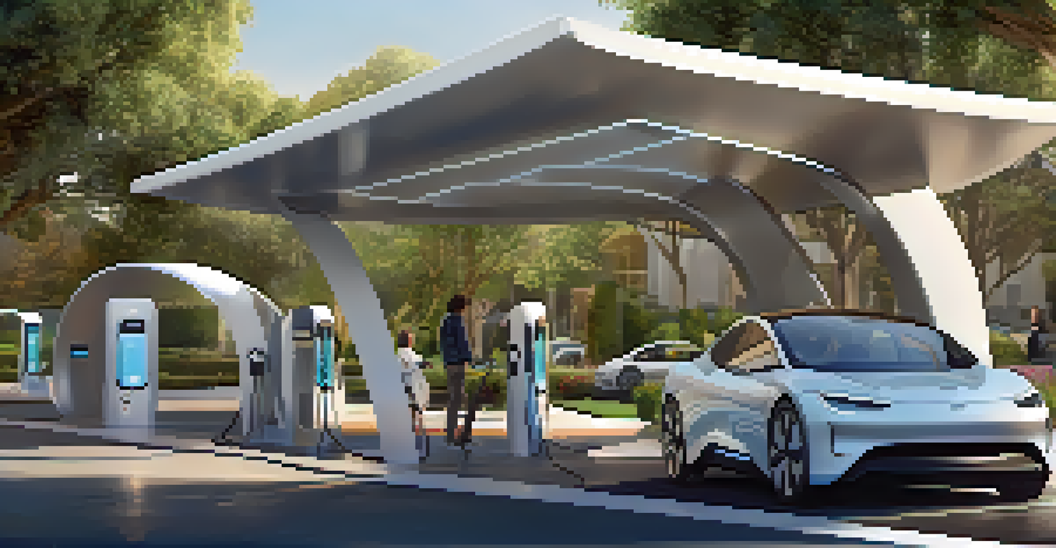 A modern electric vehicle charging station in an eco-friendly environment, showcasing electric cars and bike lanes in Cupertino.