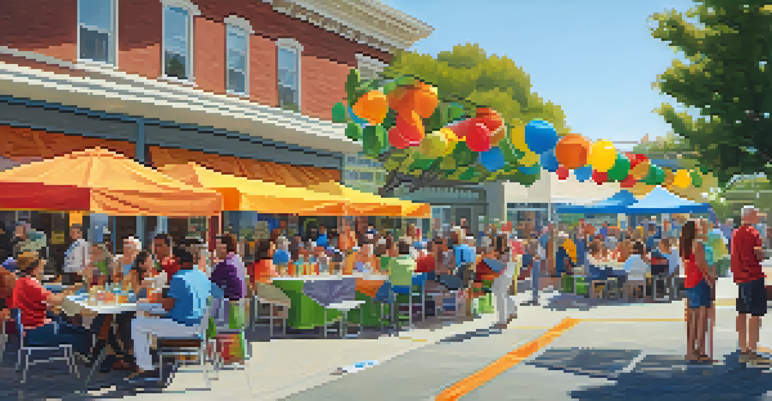 A lively community event outside a local business in Cupertino, with people enjoying activities and refreshments.