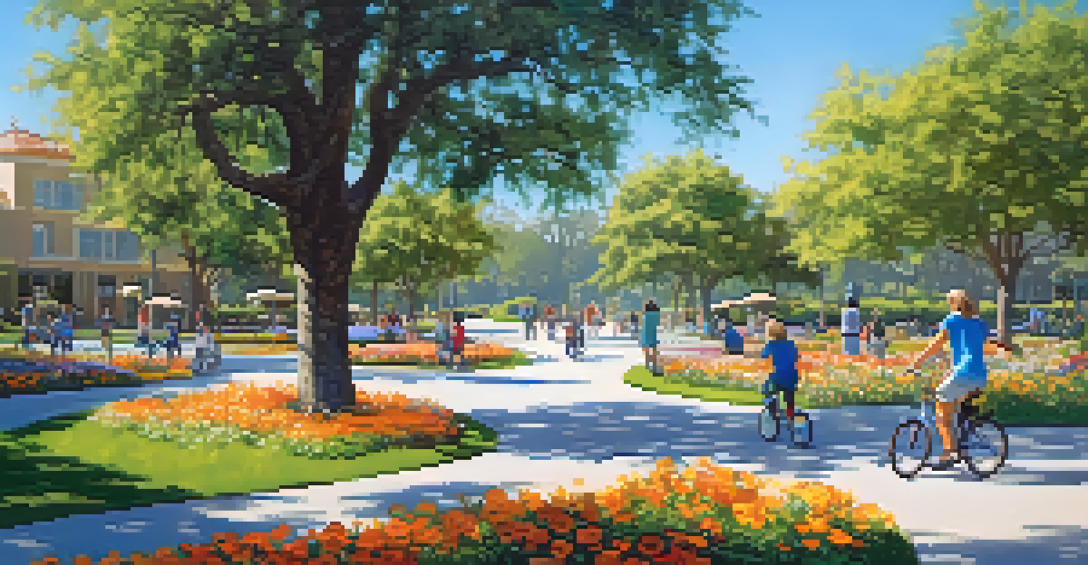 A peaceful park in Cupertino filled with families and greenery, showcasing outdoor activities amidst a vibrant environment.