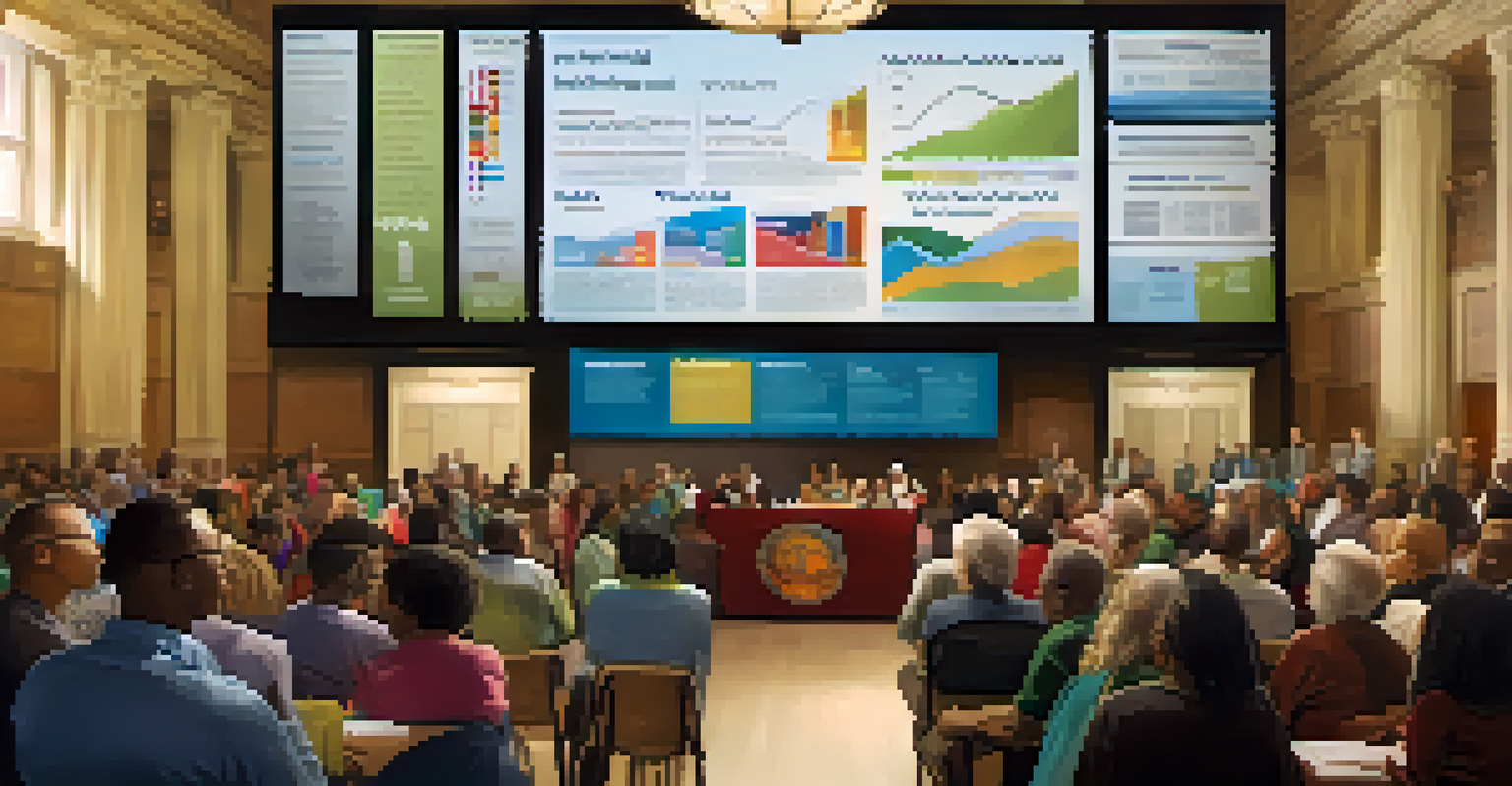 Residents participating in a community meeting discussing public health initiatives in a city hall.