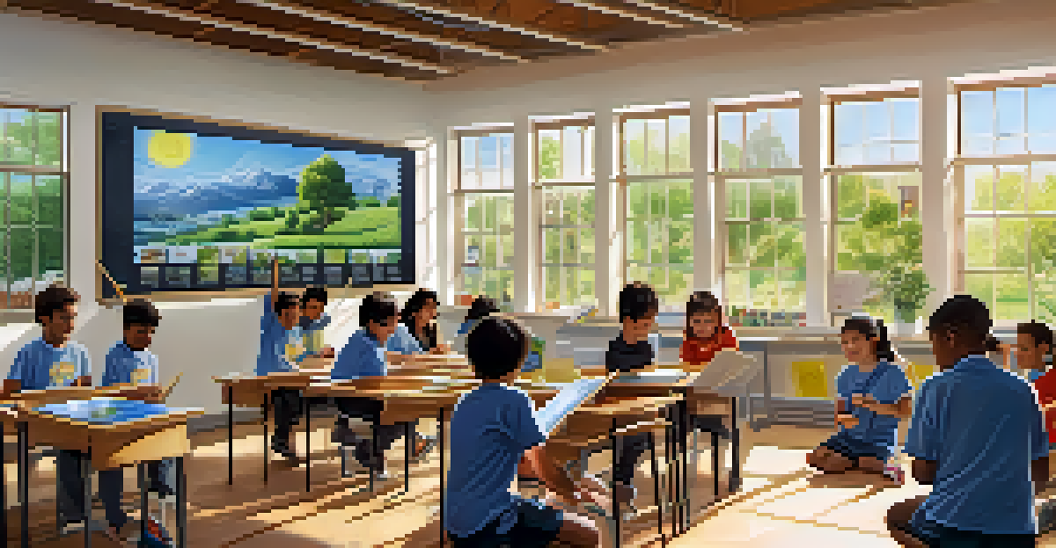 Students in a classroom engaged in learning about renewable energy with hands-on solar kits.