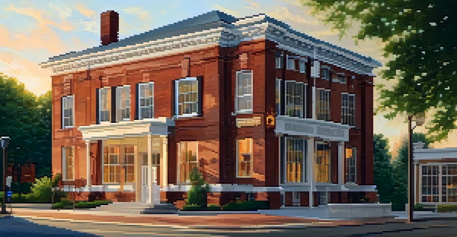 An outdoor view of a local history archive building with classic architecture and greenery around it.